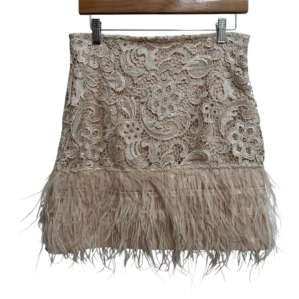 Lipsy Limited Lace Overlay Feather Mini Skirt Women’s Going Out Party